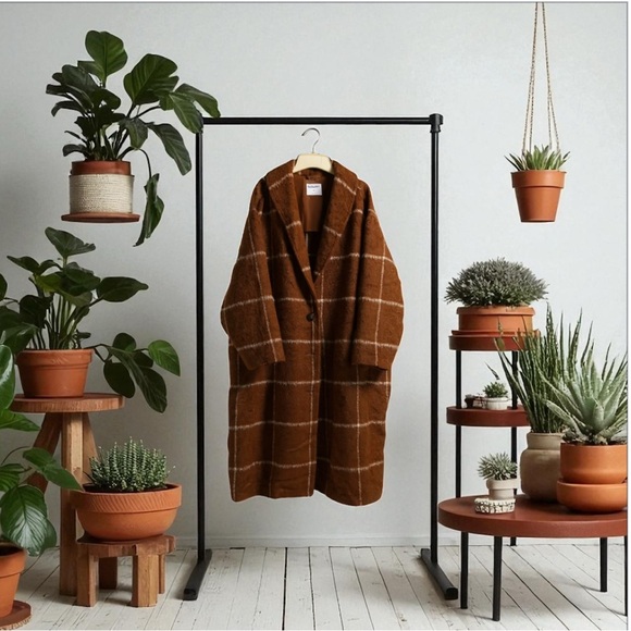 Old Navy 4X Rust Plaid Relaxed Soft-Brushed Overcoat NEW!!! - Picture 6 of 16